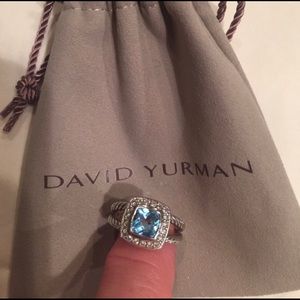 David Yurman Petite Albion blue topaz ring - sz 6